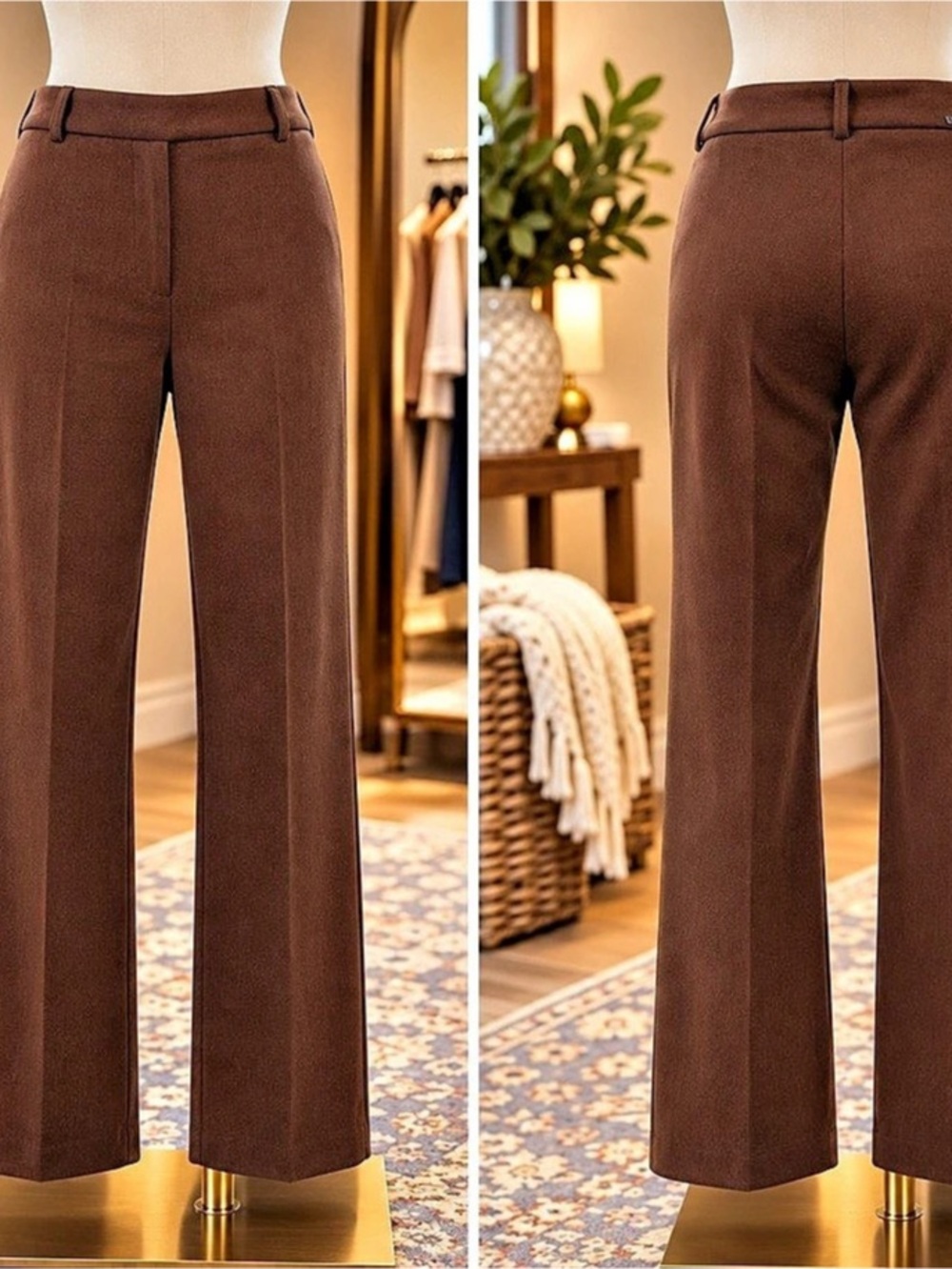 I love Tyler Suede Linen Blend Straight leg Ankle Pants in Brown Size Small NWT